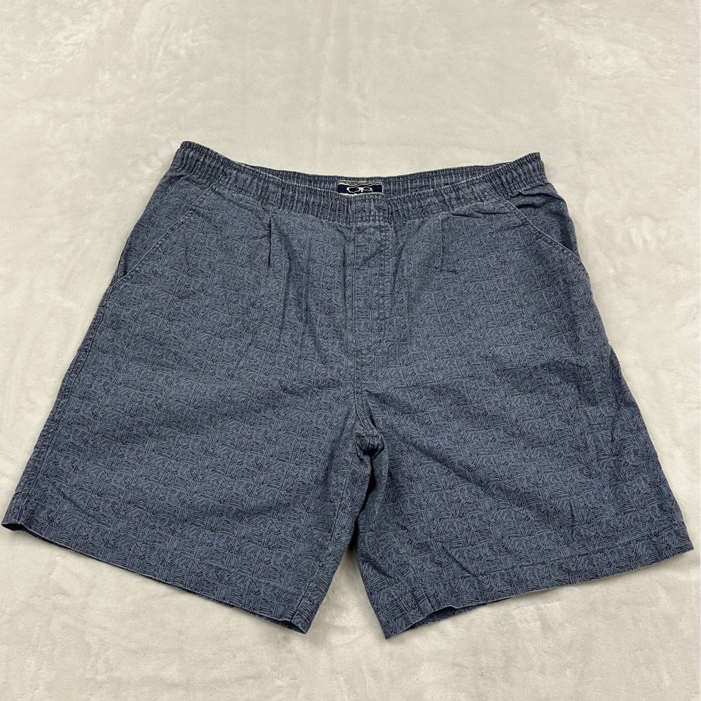 Ocean Pacific Shorts Mens XL Blue Geometric Print Ramie Cotton Elastic Waist